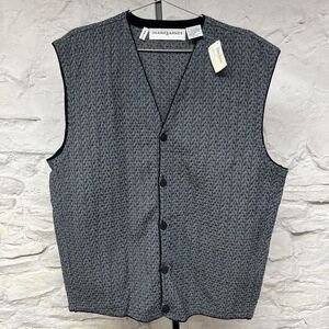 NWT Vtg 90s Jhane Barnes Cardigan Sweater Vest V-Neck Colorful XL Woven in Japan